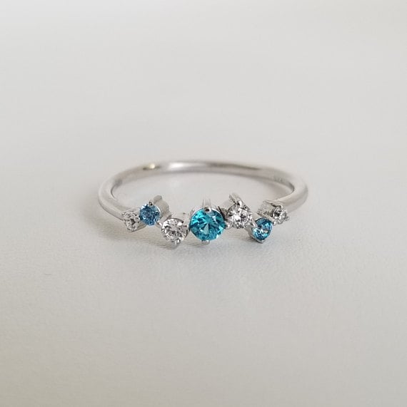 Birthstones Ring With Varying Size and Height Round Stones