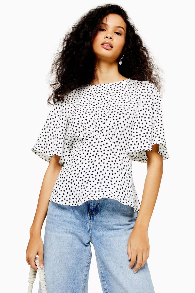 Topshop Austin Star Print Angel Sleeve Blouse