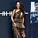 Rihanna Wears Leopard Print Dress and Snakeskin Boots