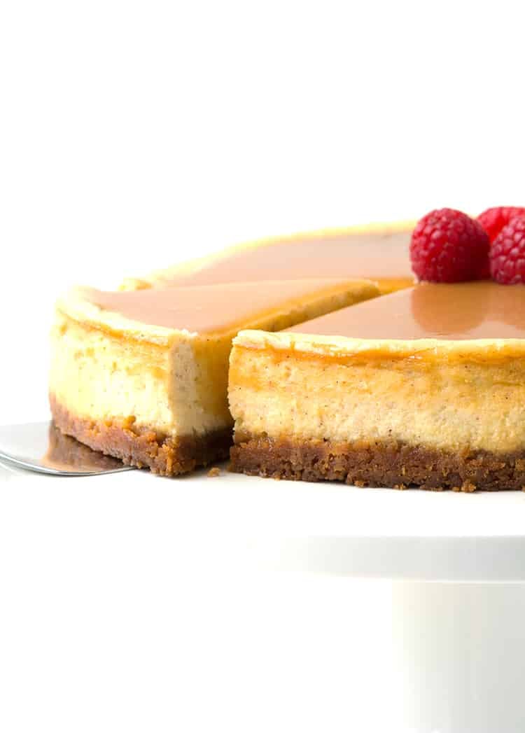 Baked Eggnog Cheesecake With Maple Caramel