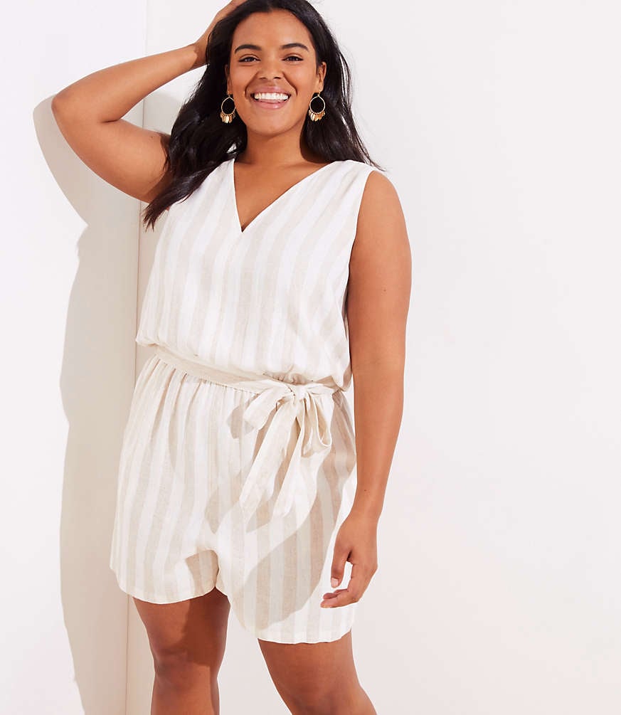 LOFT Striped Double V Romper