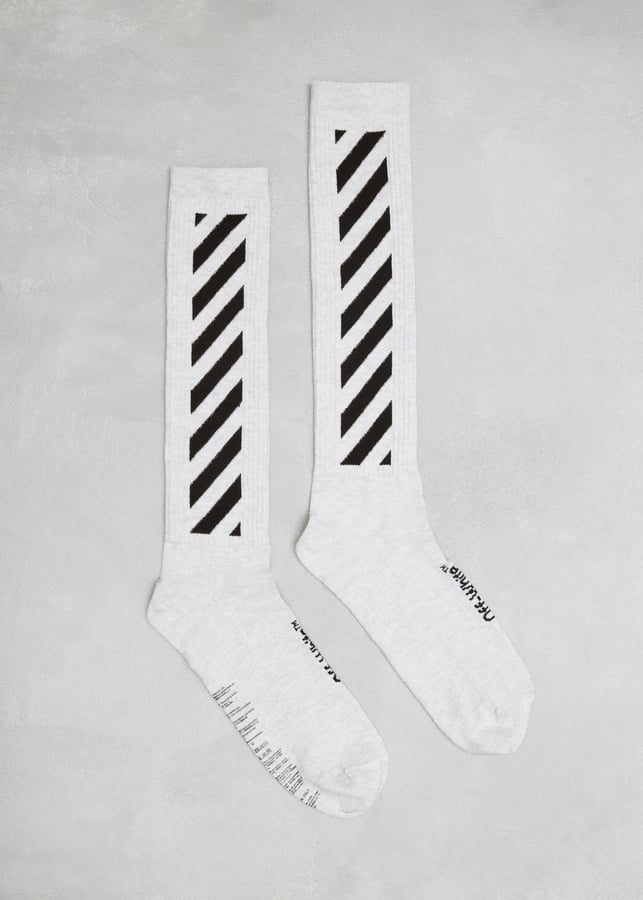 Off-White White / Black Diagonal Socks