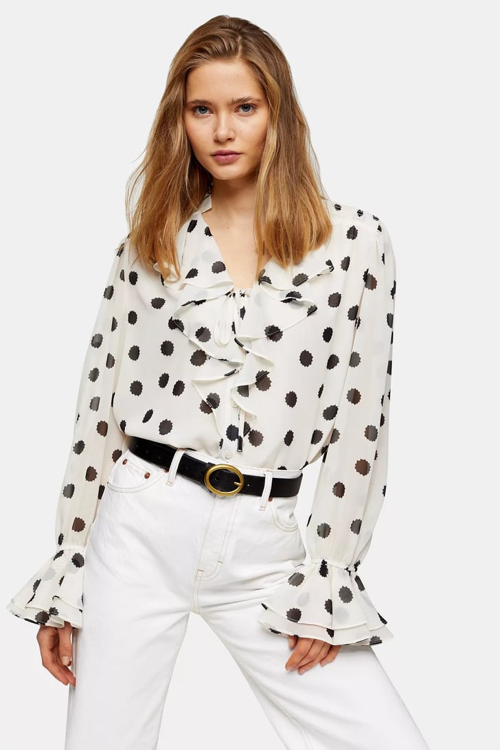 Topshop Ivory Oversized Spot Shirt Polka Dots Outfit Ideas Popsugar