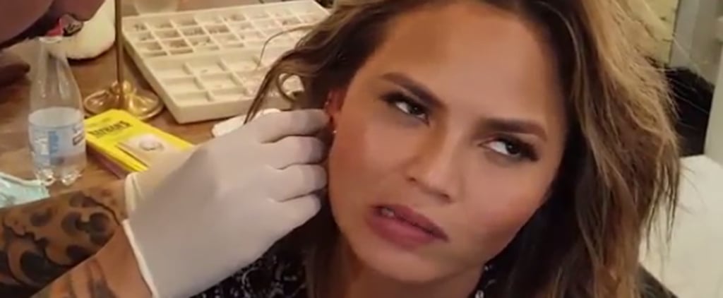 John Legend Sings as Chrissy Teigen Gets Her Ears Pierced