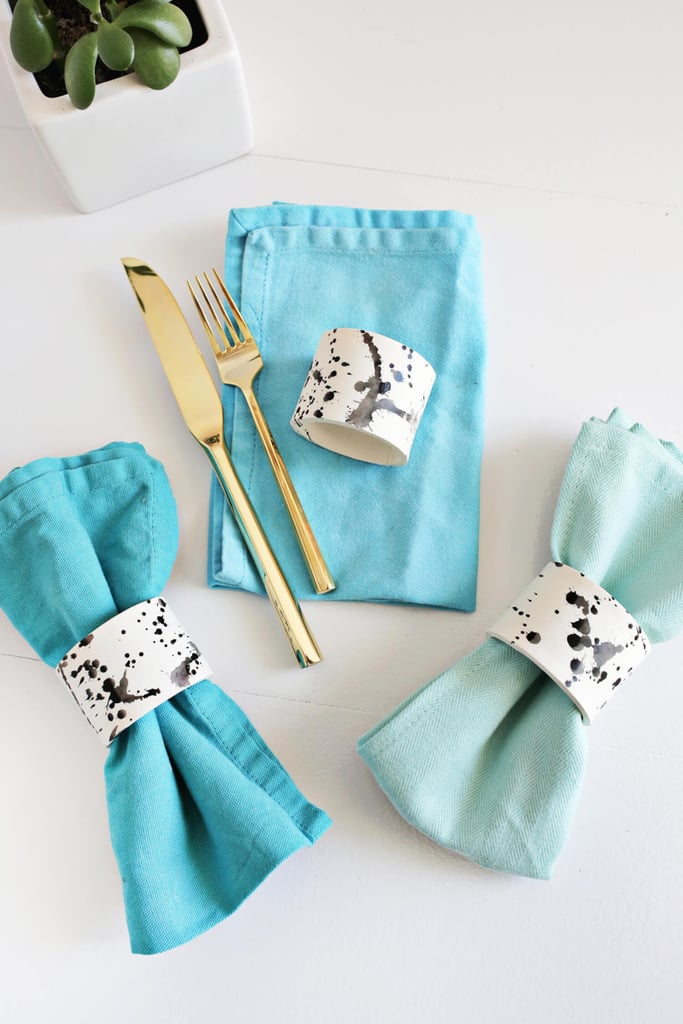 Add personality bigger than a 20-pound turkey with DIY splatter napkin rings. They're stylish enough to reuse well into the New Year.