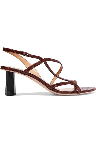 By Far Brigette Croc-Effect Leather Slingback Sandals