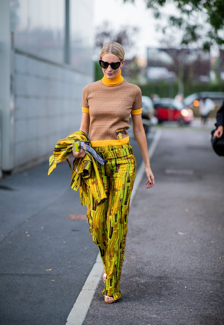 Poppy Delevingne Was Seen in a Printed Suit Outside the Prada Show ...