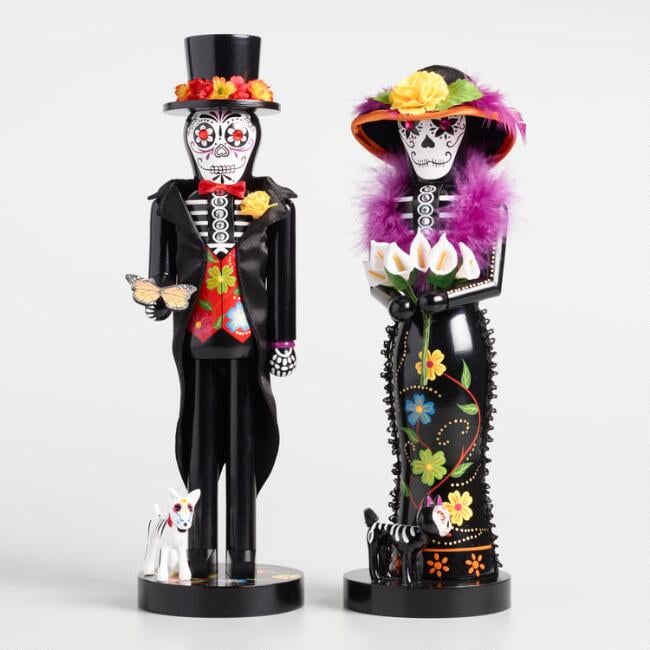 Pair of Wood Dia De Los Muertos Nutcrackers.