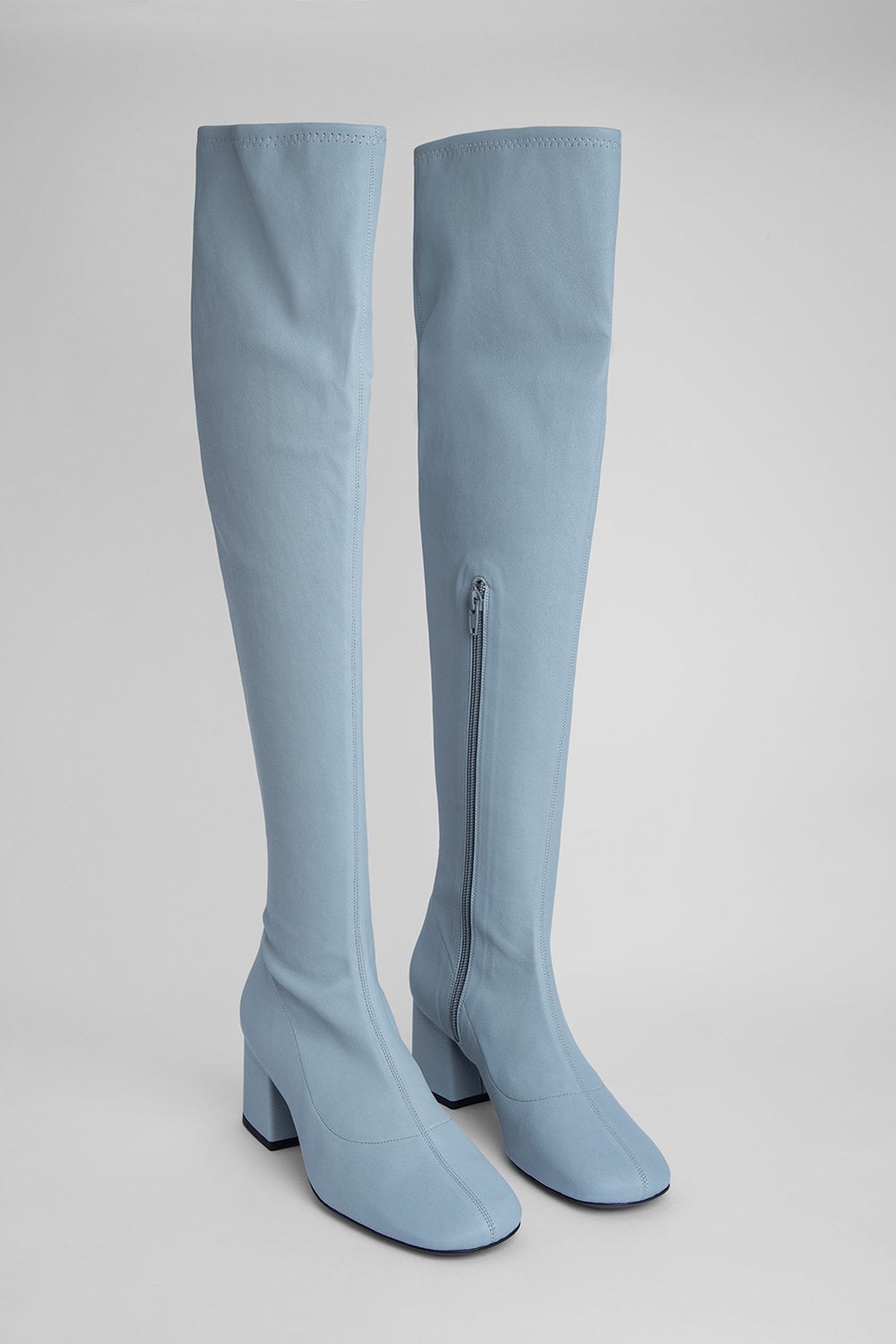 Blue Womens Shoes Boots Over-the-knee boots Aperlai Leather Knee Boots in Azure 