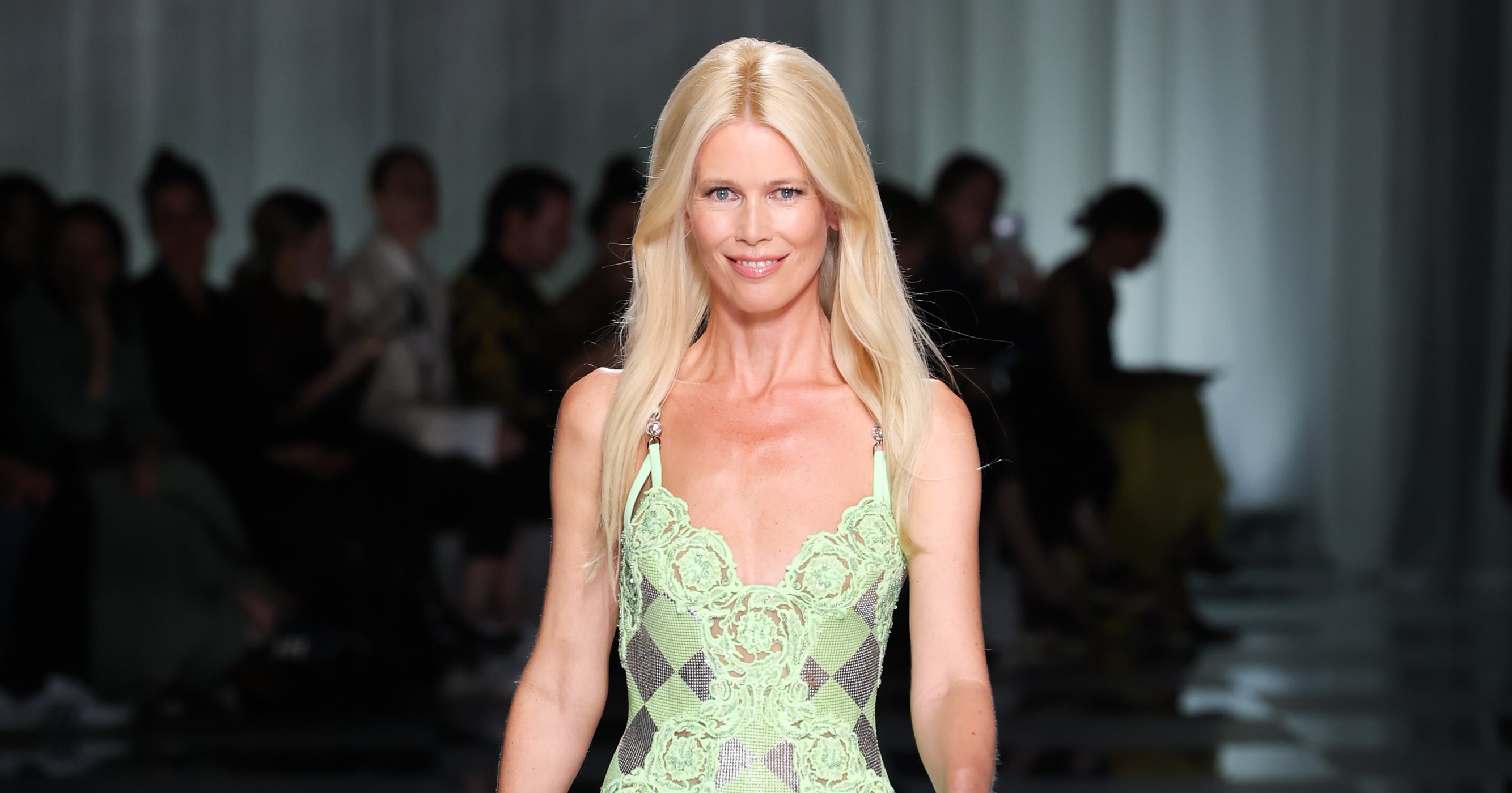 Claudia Schiffer Closes Versace Spring ’24 Show in Milan