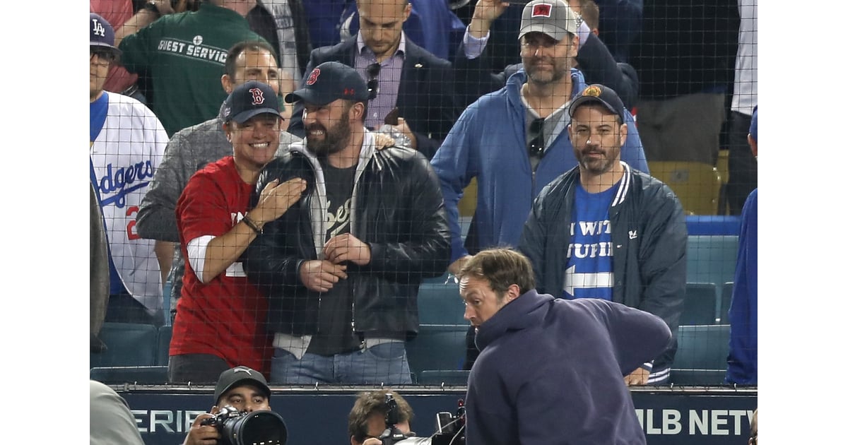 Matt Damon, Jimmy Kimmel, and Ben Affleck at World Series | POPSUGAR
