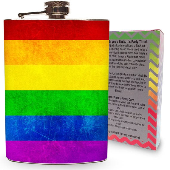 Vintage Rainbow Flag Flask