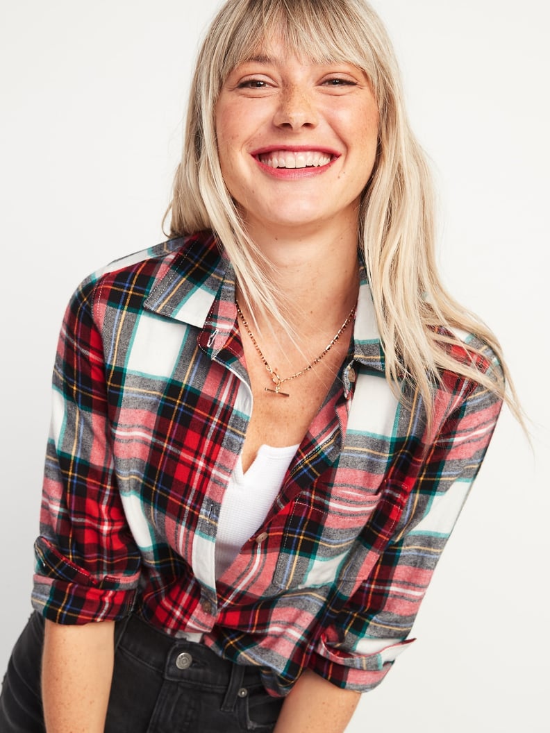 Classic Plaid Flannel Shirt For Women