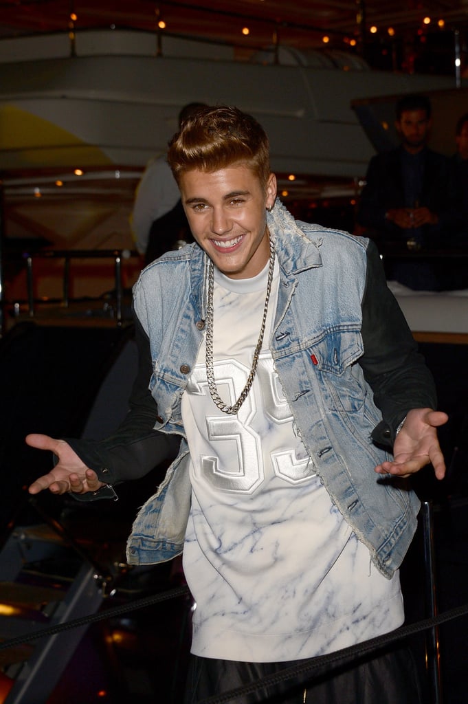 Justin Bieber left Roberto Cavalli's yacht party.