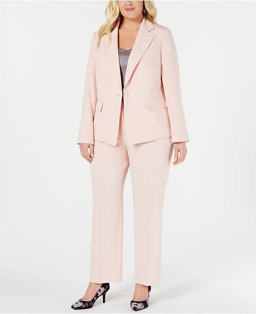 Le Suit Plus Size One-Button Pantsuit | Michelle Obama's Pink Suit ...