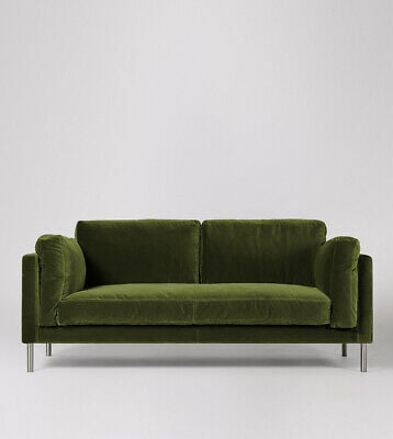 Swoon Munich Living Room Fern Easy Velvet Three Seater Sofa