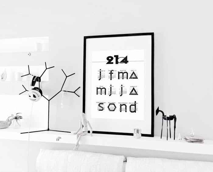 Black and White Typography 2014 Calendar