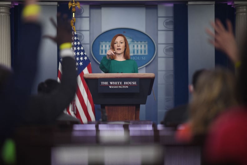 White House Press Secretary Jen Psaki answers questions as she speaks during the daily press briefing on March 15, 2021, in the Brady Briefing Room of the White House in Washington, DC. (Photo by Eric BARADAT / AFP) (Photo by ERIC BARADAT/AFP via Getty Im