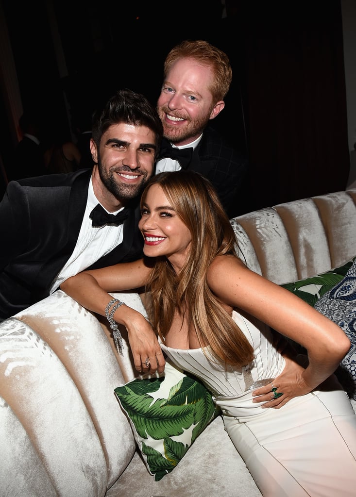 Sofia Vergara and Jesse Tyler Ferguson smiled big with Jesse's husband, Justin Mikita.