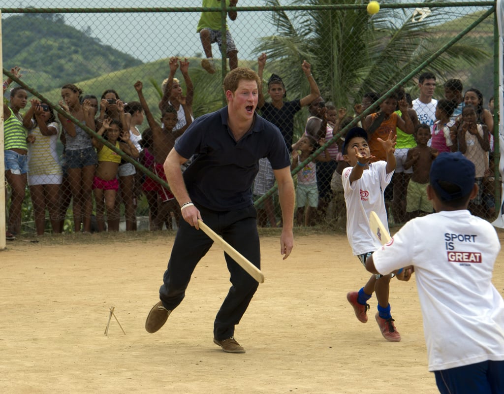 While visiting Rio do Janeiro in March 2012, Harry played cricket with local children.