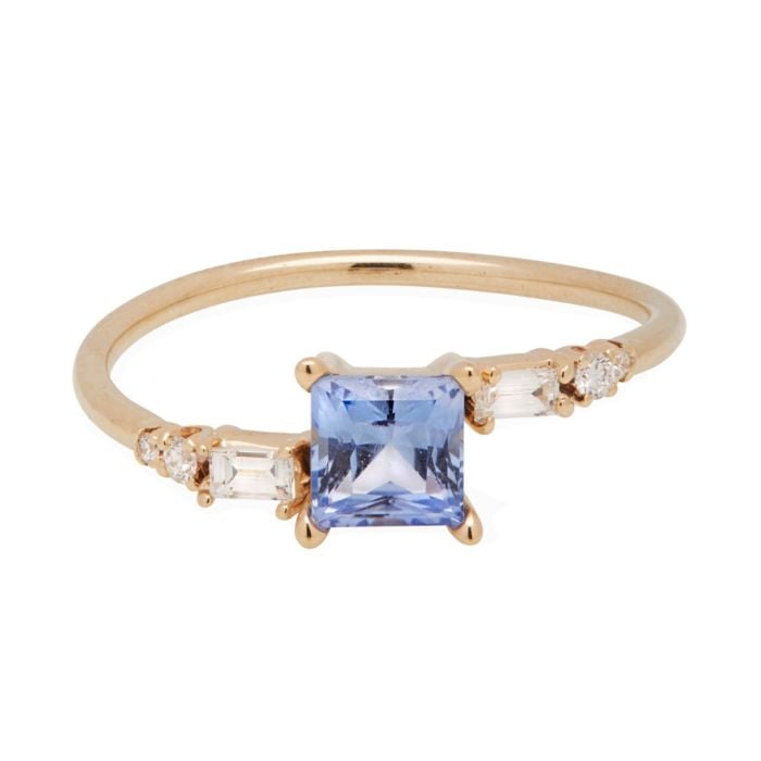 Colored Stones: One of a Kind Blue Princess Crossover Ring