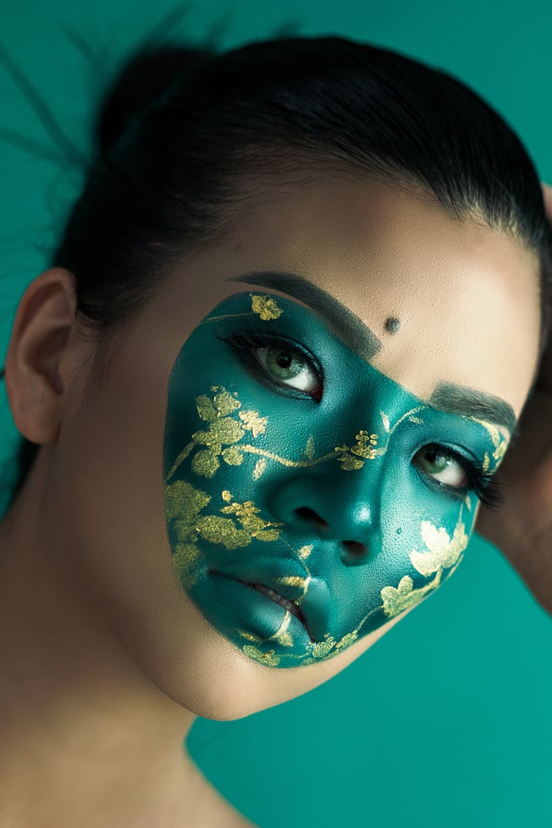 Cindy Chen Designs Teal and Gold Makeup Look