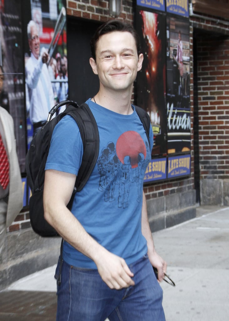 Joseph Gordon-Levitt opted for a casual look — complete with a backpack! — after his appearance on the Late Show With David Letterman in NYC on Tuesday.