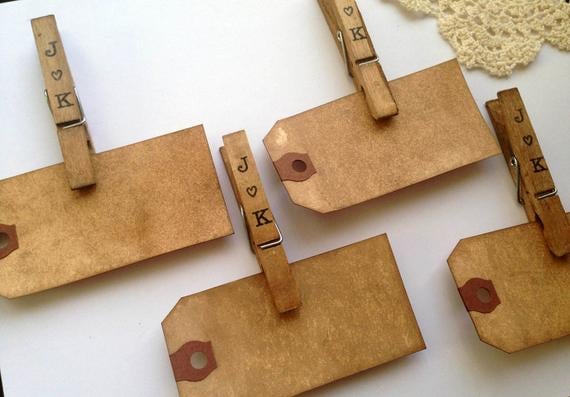 Personalized Place Card Clothespins and Tag