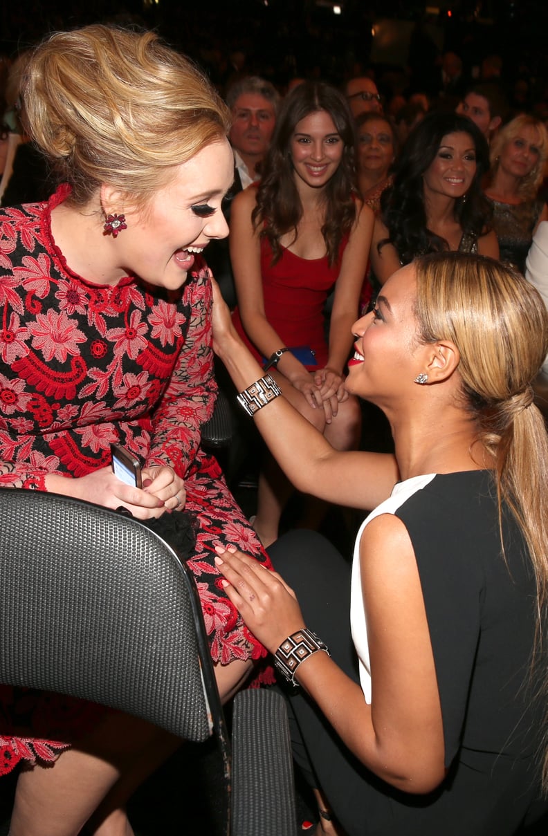 Adele seemed overjoyed to be addressed by Beyoncé.