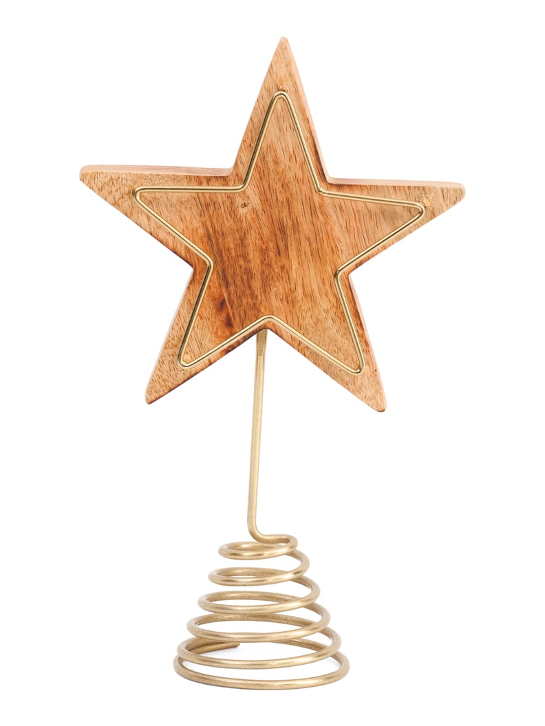 Wooden Star Tree Topper With Metal Frame