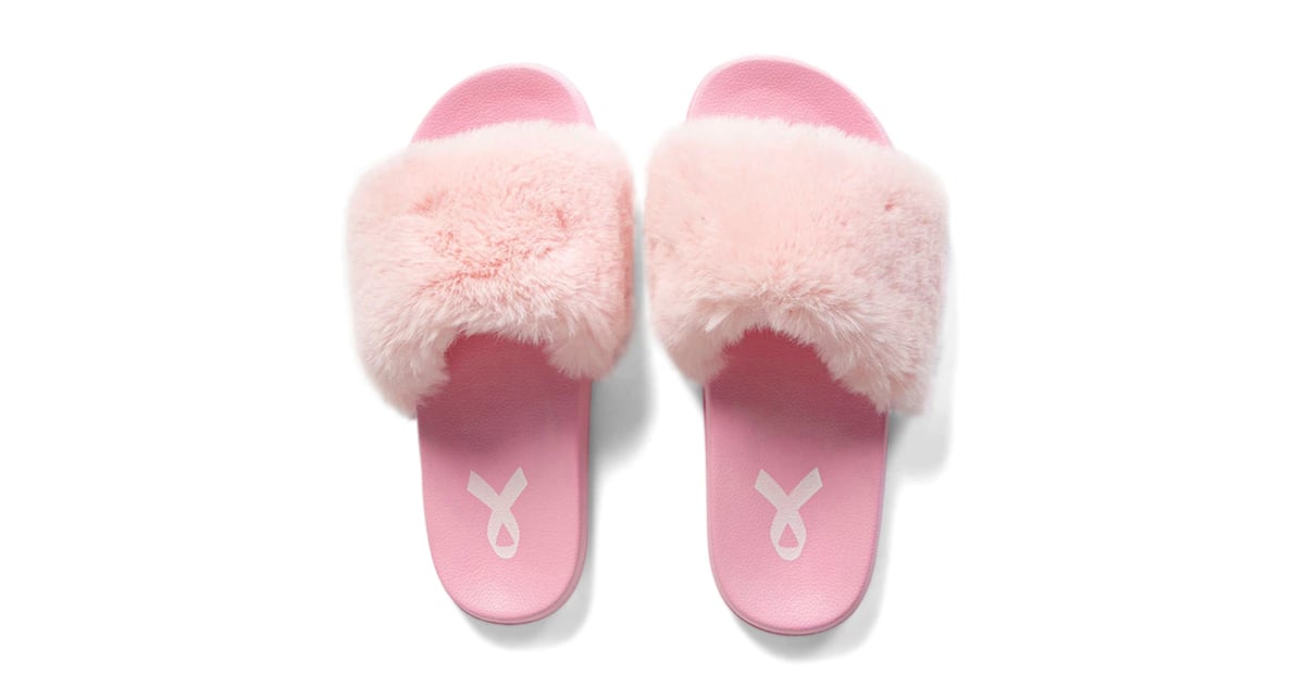BCA Faux Fur Slides Breast Cancer Awareness Products 2017 POPSUGAR