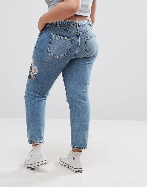 River Island Plus Floral Embroidered Jeans