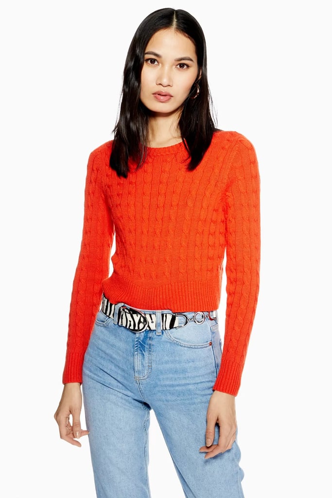 Topshop Cable Crop Jumper with Cashmere