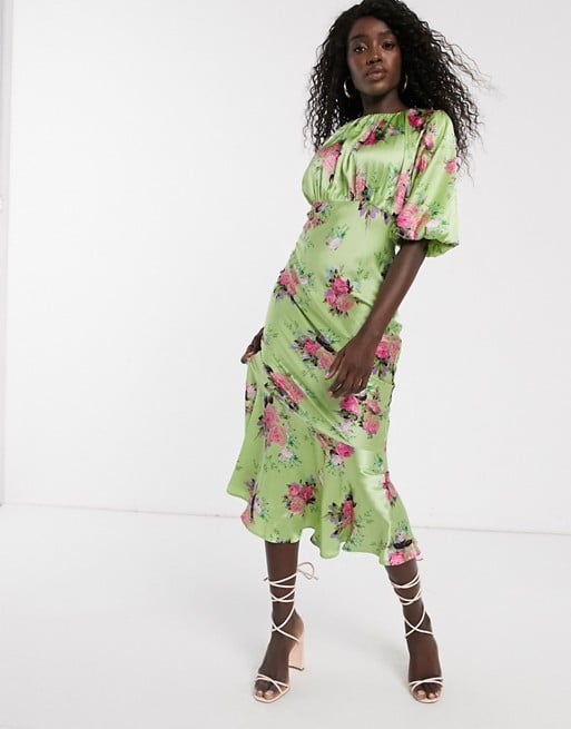 bright floral midi dress