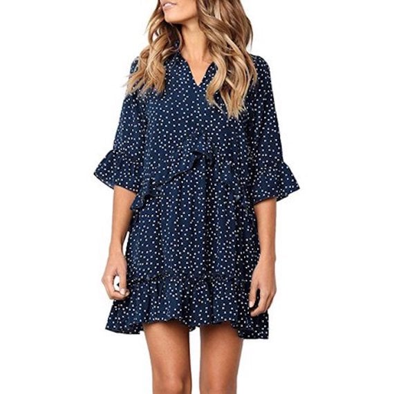 Vista Ruffle Polka Dot Dress