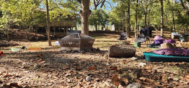 Ayahuasca retreat site with sleeping bags