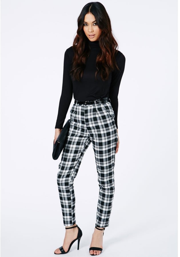 Missguided Belted Checked Trousers