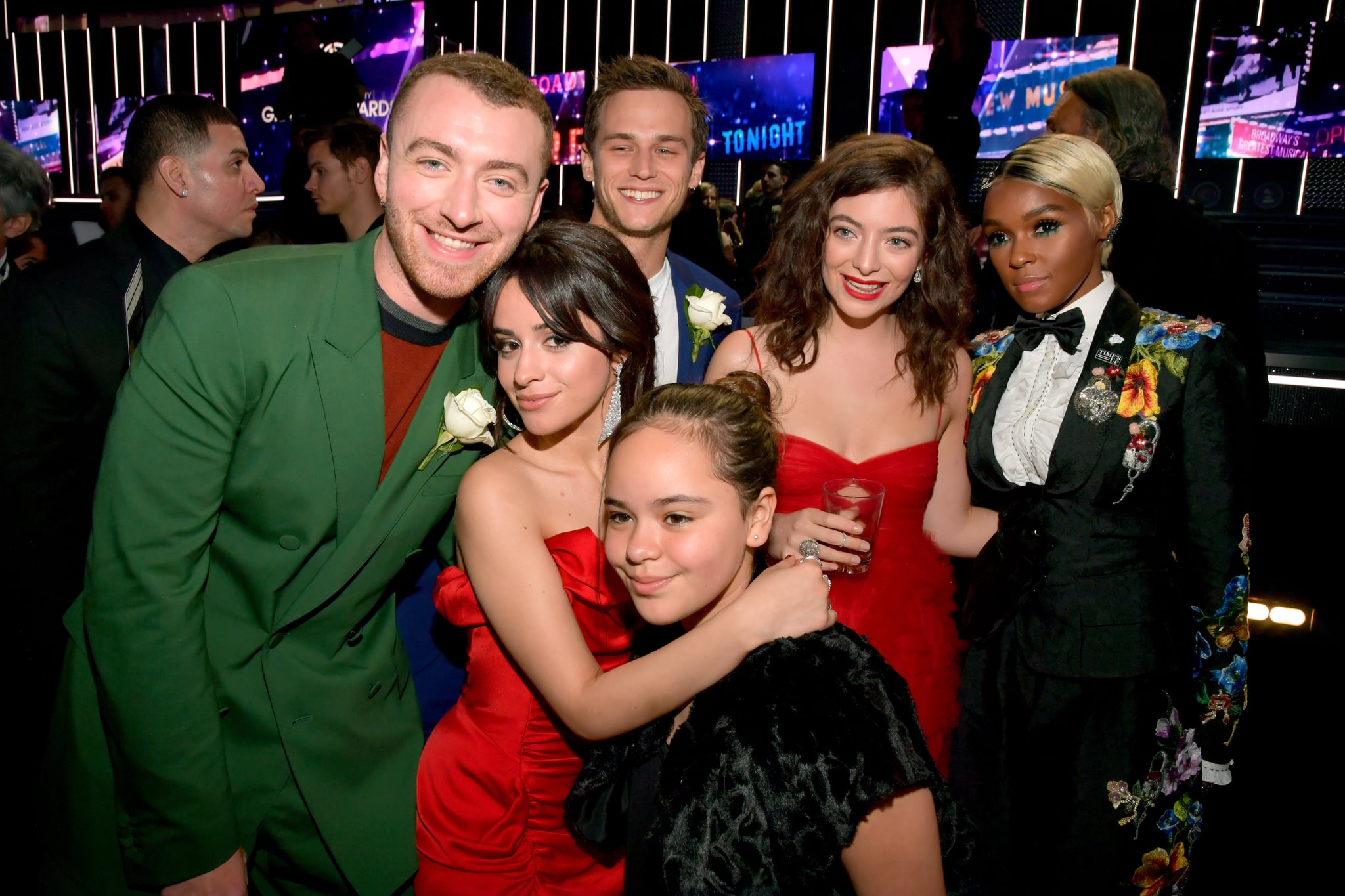 Sam Smith, Camila Cabello, Brandon Flynn, Sofia Cabello, Lorde, and Janelle Monáe posed for a group snap in 2018.