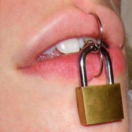 Locked Lip Piercing for #MeToo Hashtag