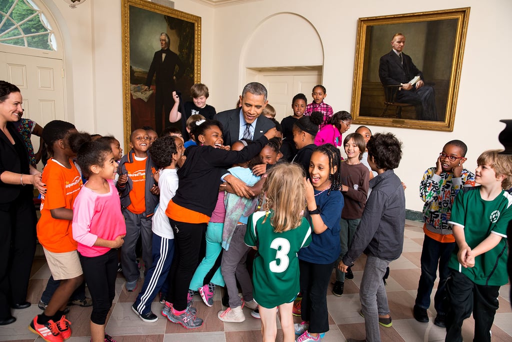 When he got caught in a giant hug during the White House Healthy Kids and Safe Sports Concussion Summit