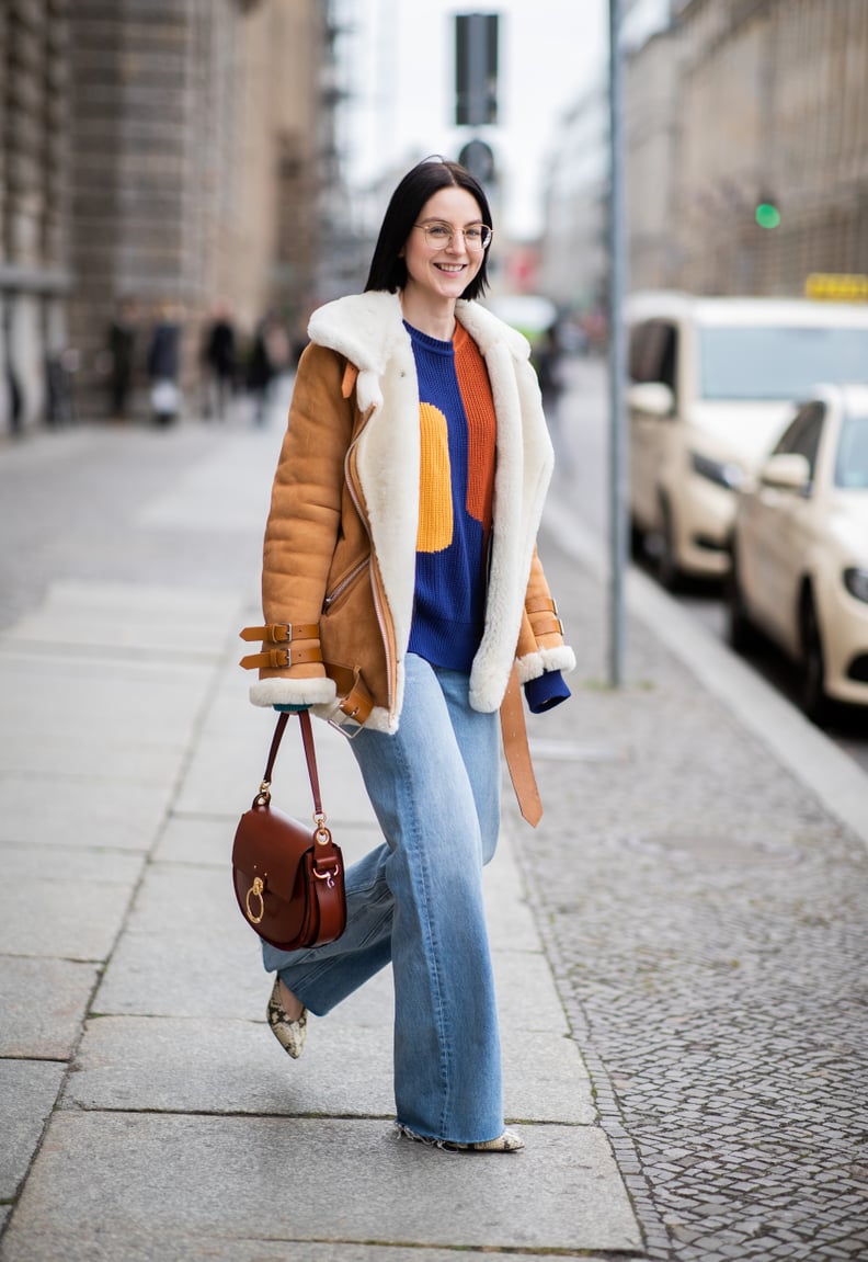 Opt For a Cozy Shearling Coat Over a Sweater