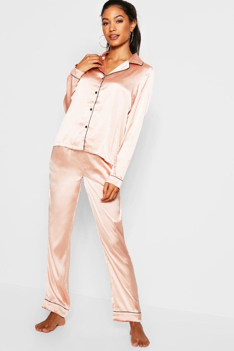 Agent Provocateur Women's Classic Contrast-Piping Silk Pajama Shirt