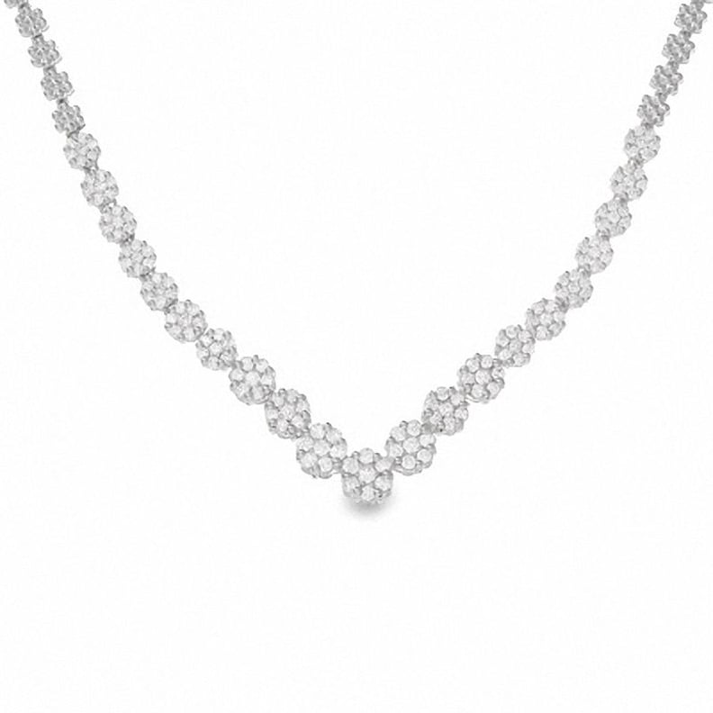Zales 3 CT. T.W. Diamond Chevron Flower Necklace in 14K White Gold
