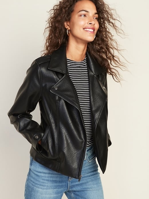 Faux-Leather Moto Jacket
