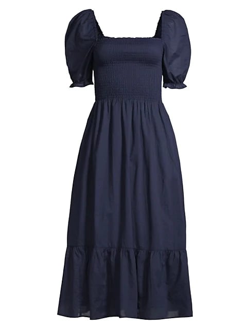 Michael Kors Smocked Puff-Sleeve Dress