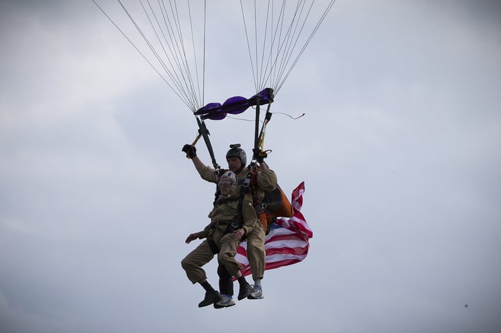 93-Year-Old Veteran Re-Creates D-Day Parachute Jump | POPSUGAR