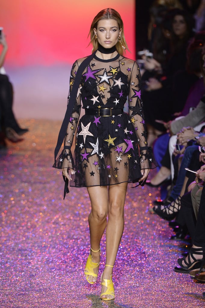 Hailey Baldwin in the Elie Saab Spring '17 dress during Paris Fashion ...
