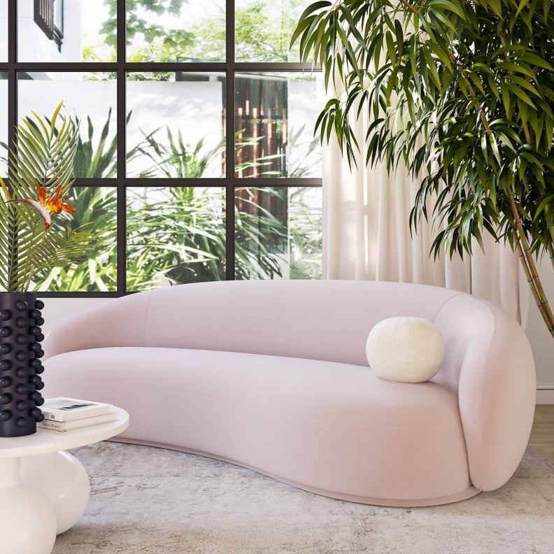 A Statement Sofa: Joss & Main Kendall Velvet Curved Recessed Arm Sofa