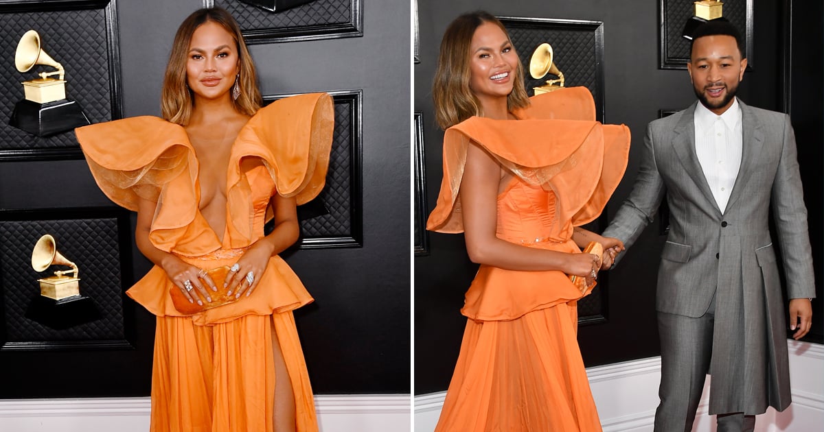 Chrissy Teigen Wears Yanina Couture at 2020 Grammy Awards | PS Fashion