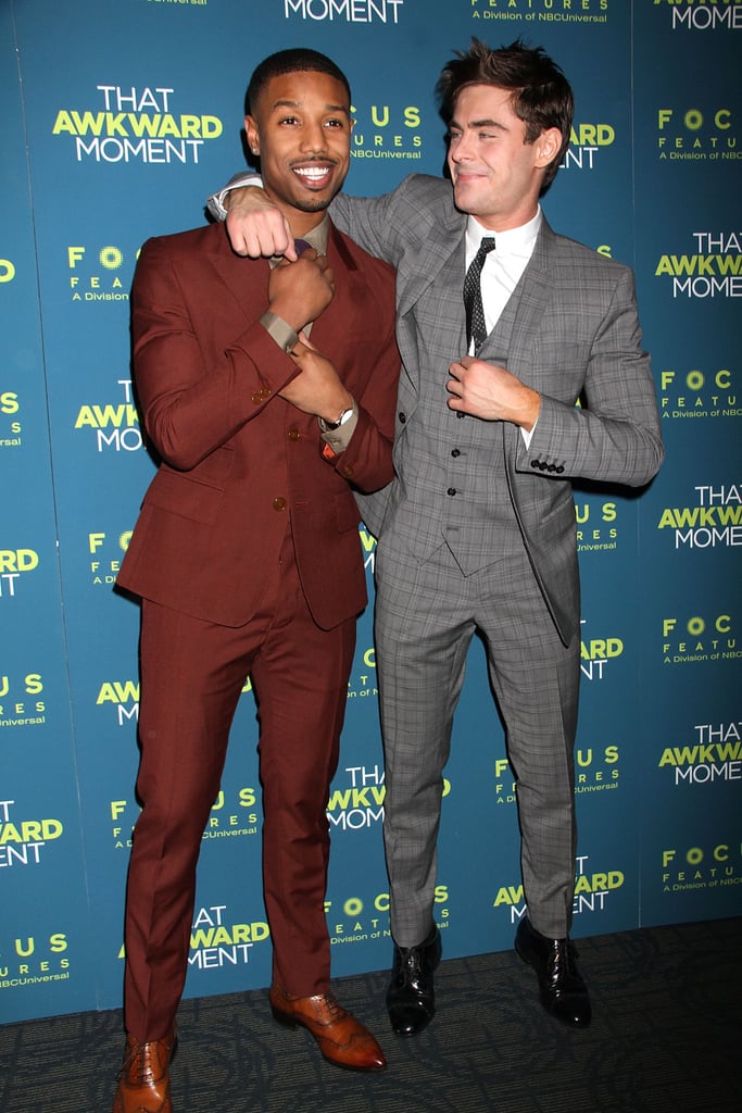 Michael B. Jordan and Zac Efron joked around at the premiere of their latest flick, That Awkward Moment, in NYC.